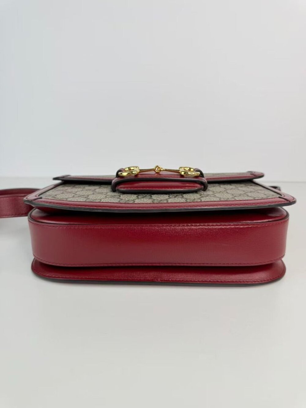 Gucci Horsebit 1955 Small GG Supreme Canvas Red Leather Shoulder Crossbody Bag - Picture 7 of 11